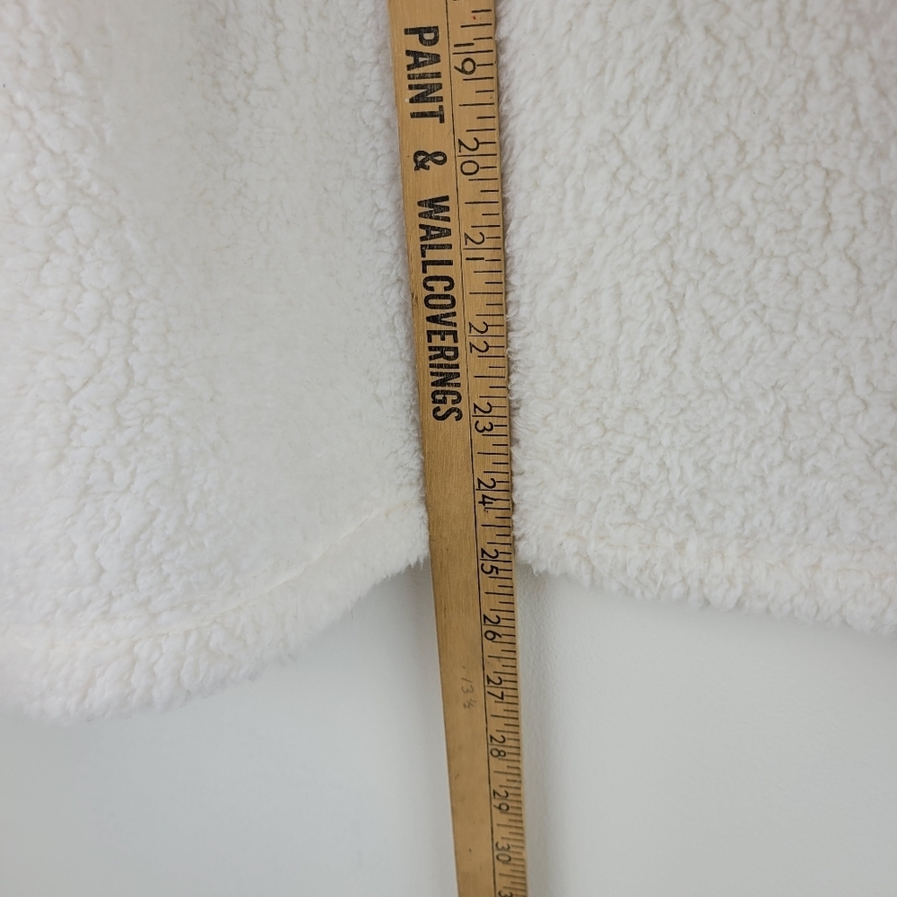 Calvin Klein ivory tan sherpa pullover gold snaps logo cabin core cozy casual L - Picture 5 of 11
